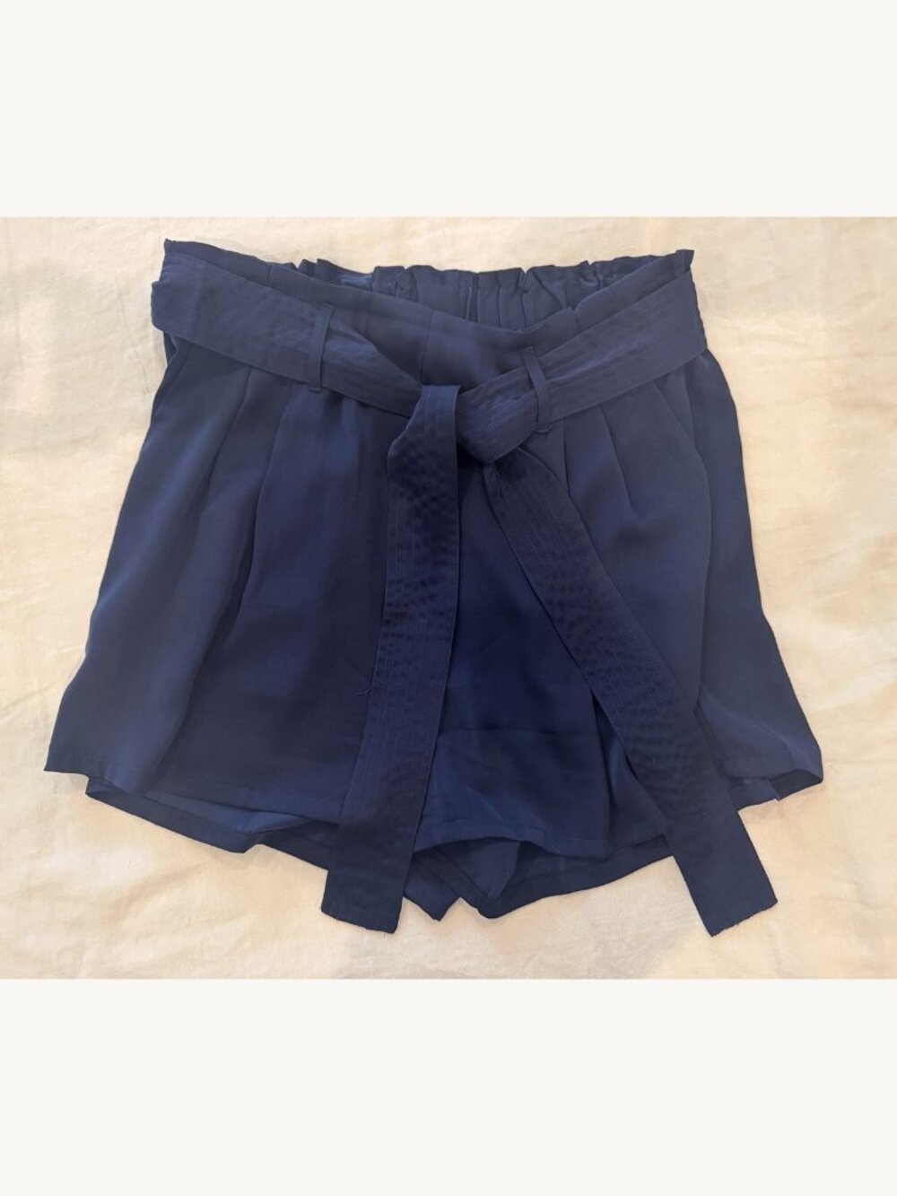 Summersalt Silky Paper Bag Shorts Deep Sea Navy Size 4